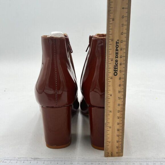 Brown Chunky Heel Ankle Boots Pointed Toe Side Zipper Prom Party Short Bootie